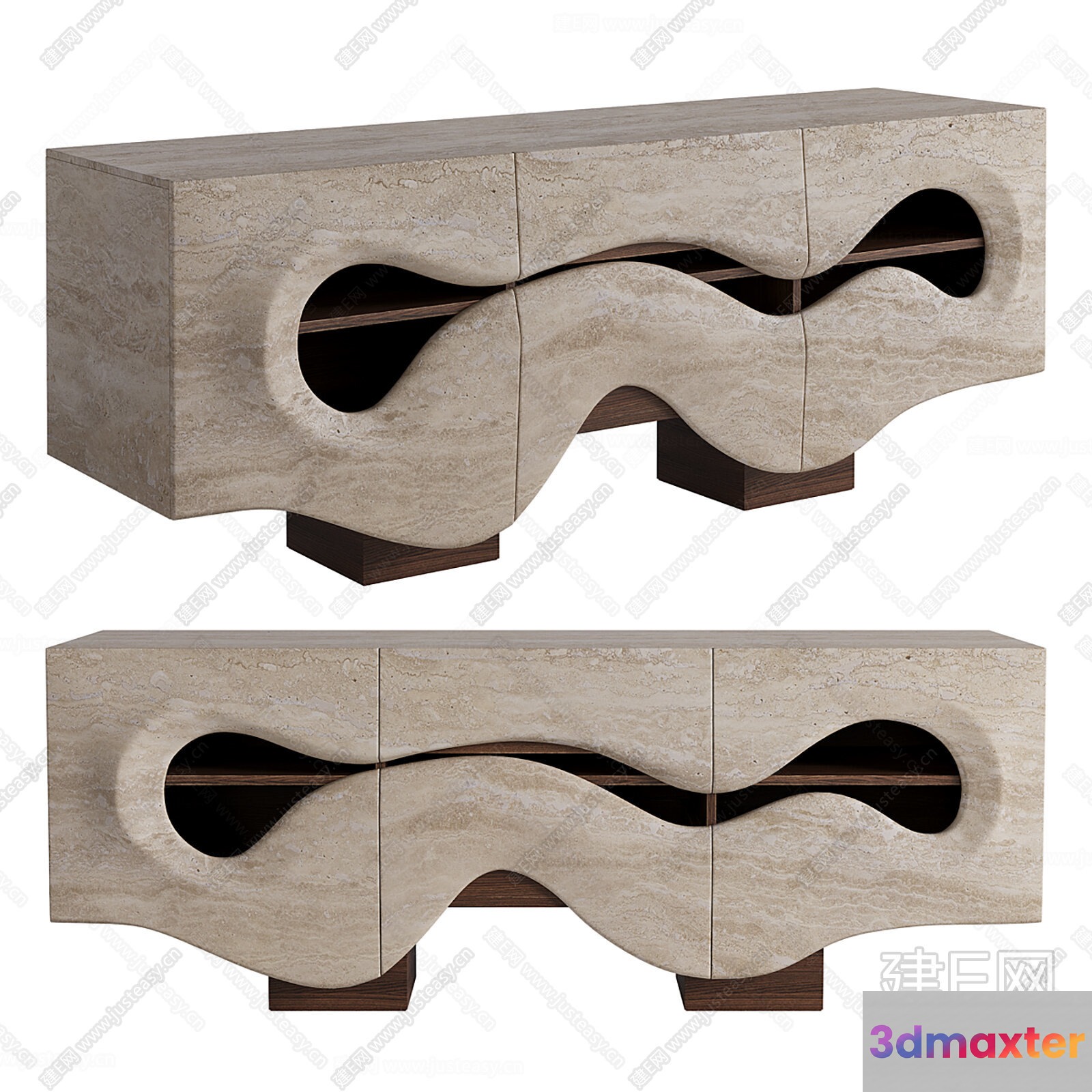 Modern Travertine Sideboard 3D Model - 17517 - CORONA Render