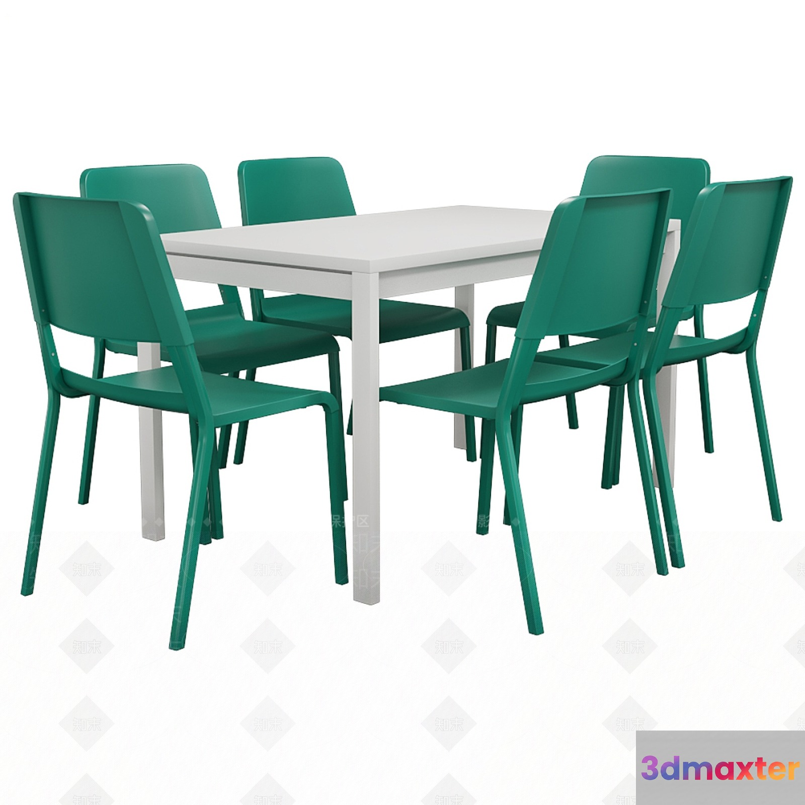 Green Chairs And Table 3D Model - 16709 - VRAY Render