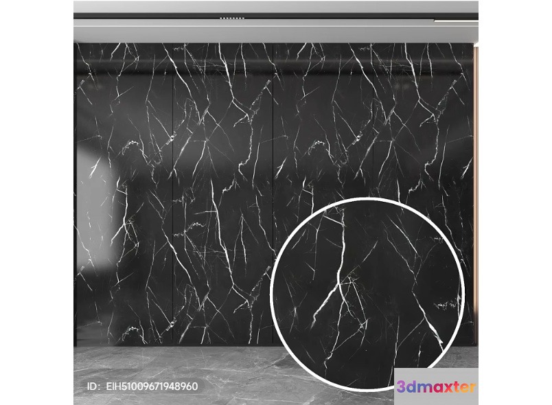 Black Marble Wall 3D Model - 7677 - VRAY Render
