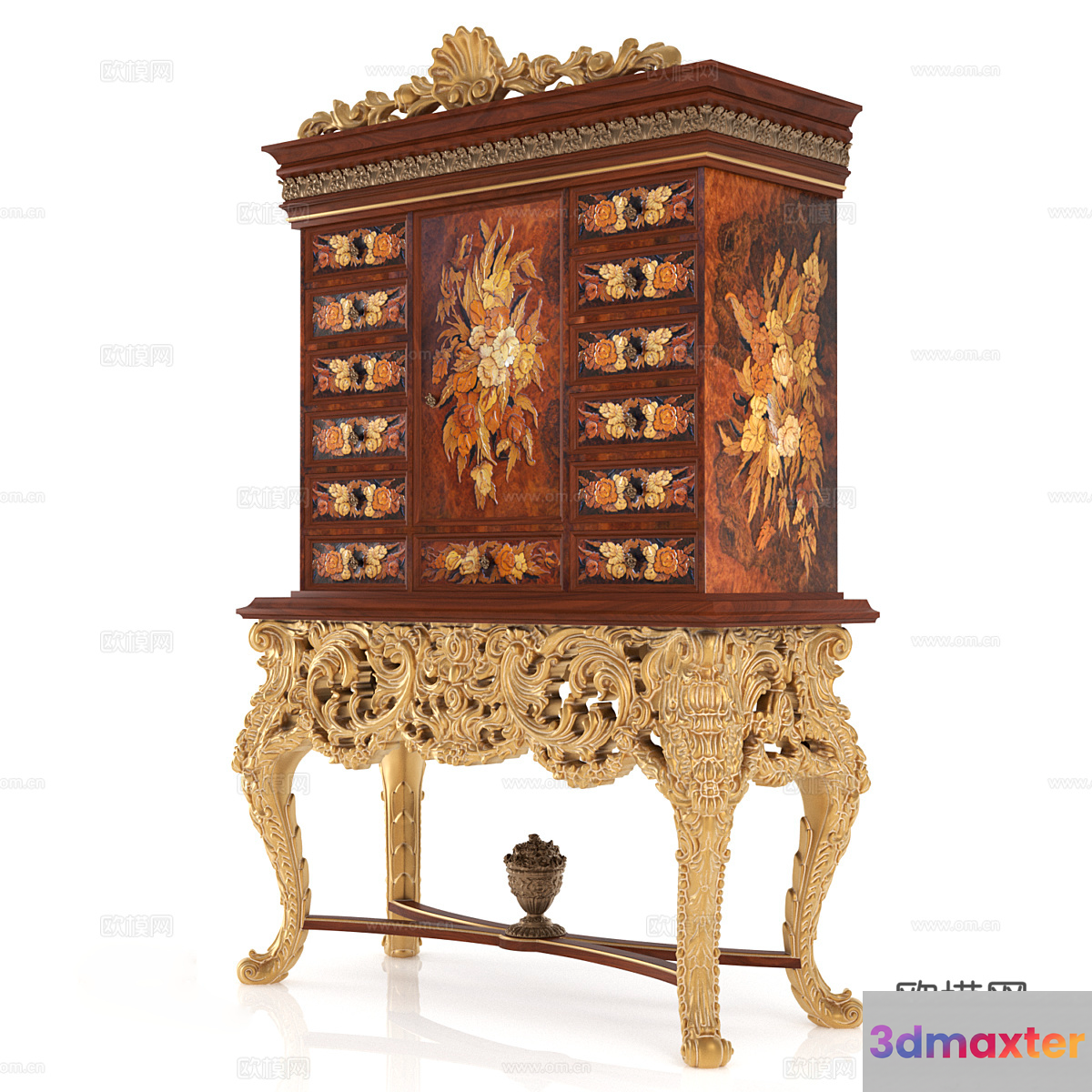 Antique Cabinet With Intricate Carvings 3D Model - 5406 - VRAY Render