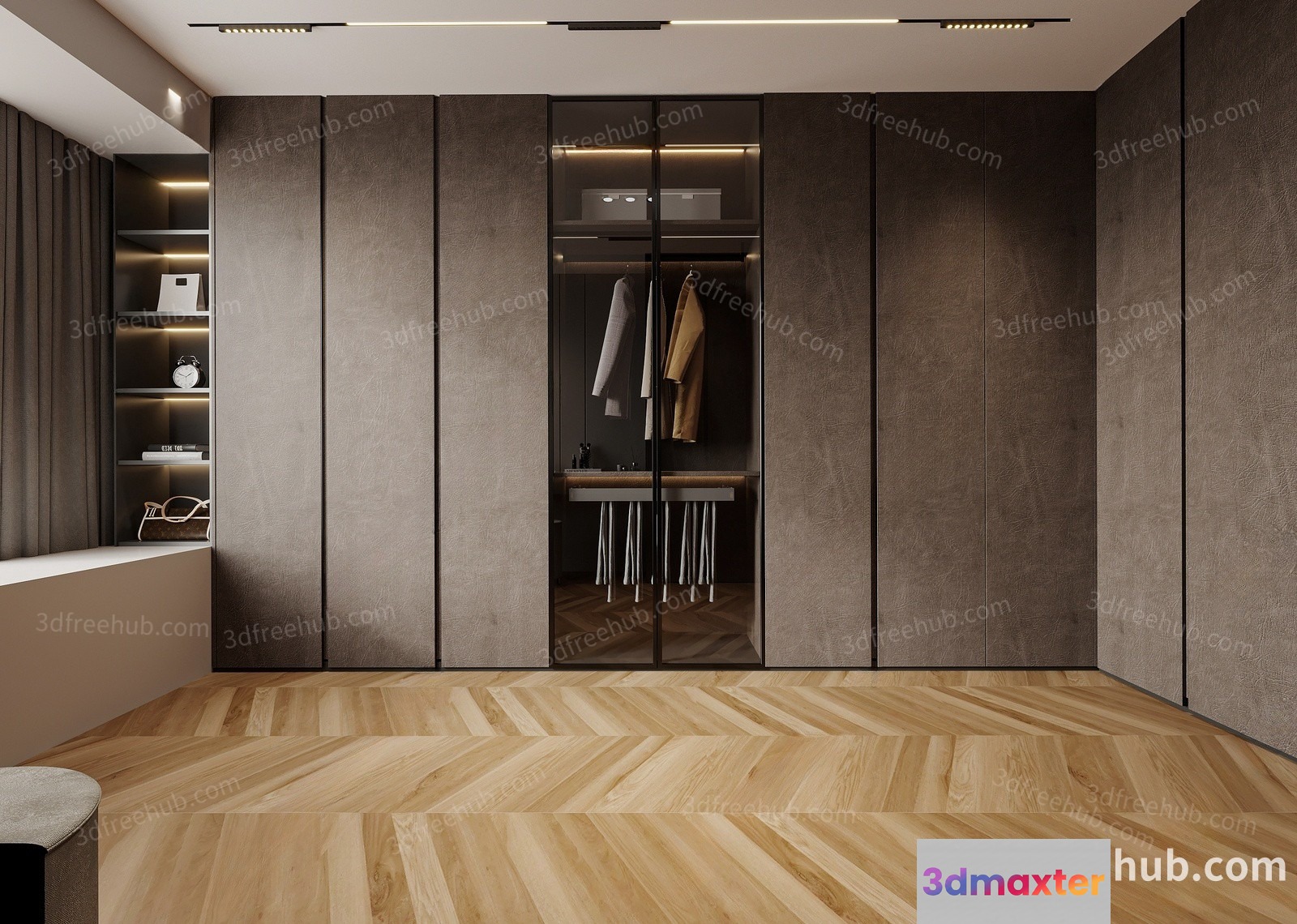 Modern Walk-In Closet 3D Model - 23002 - VRAY Render