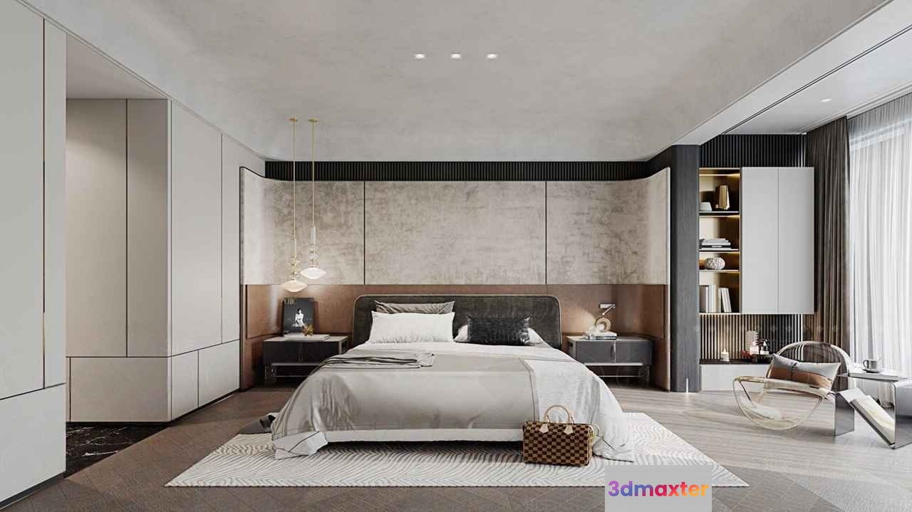 Modern Bedroom Decor 3D Model - 771 - CORONA Render
