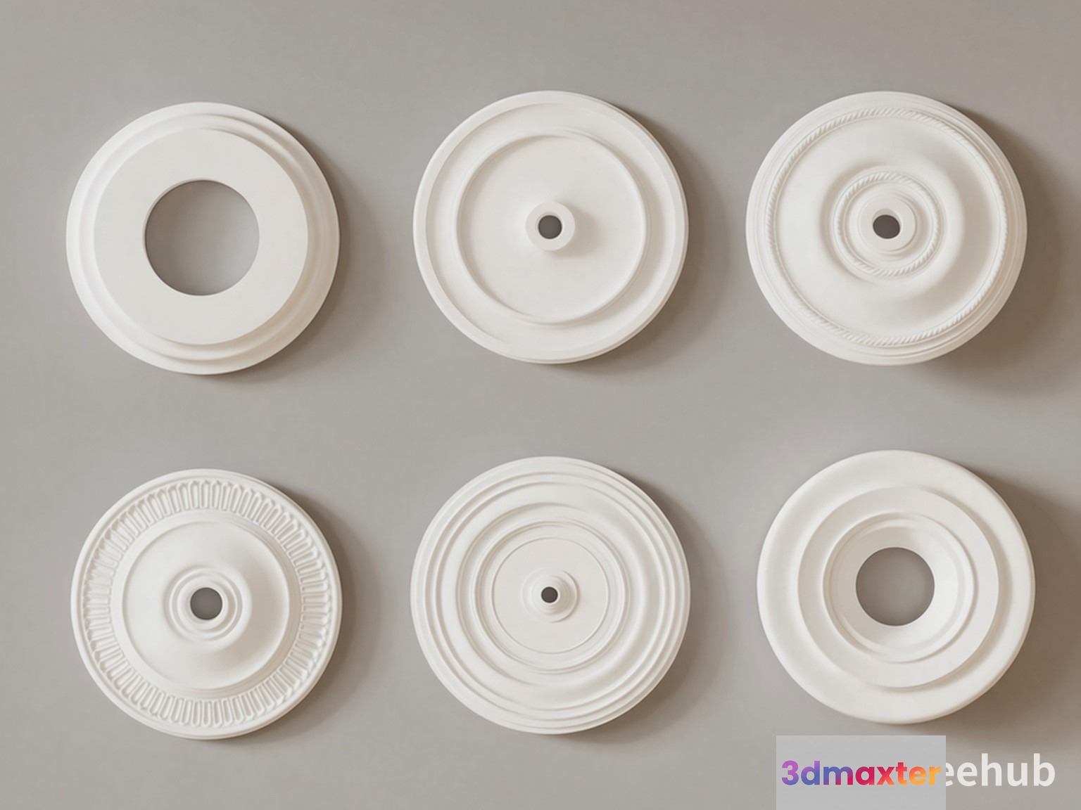 White Decorative Ceiling Medallions 3D Model - 21189 - VRAY Render