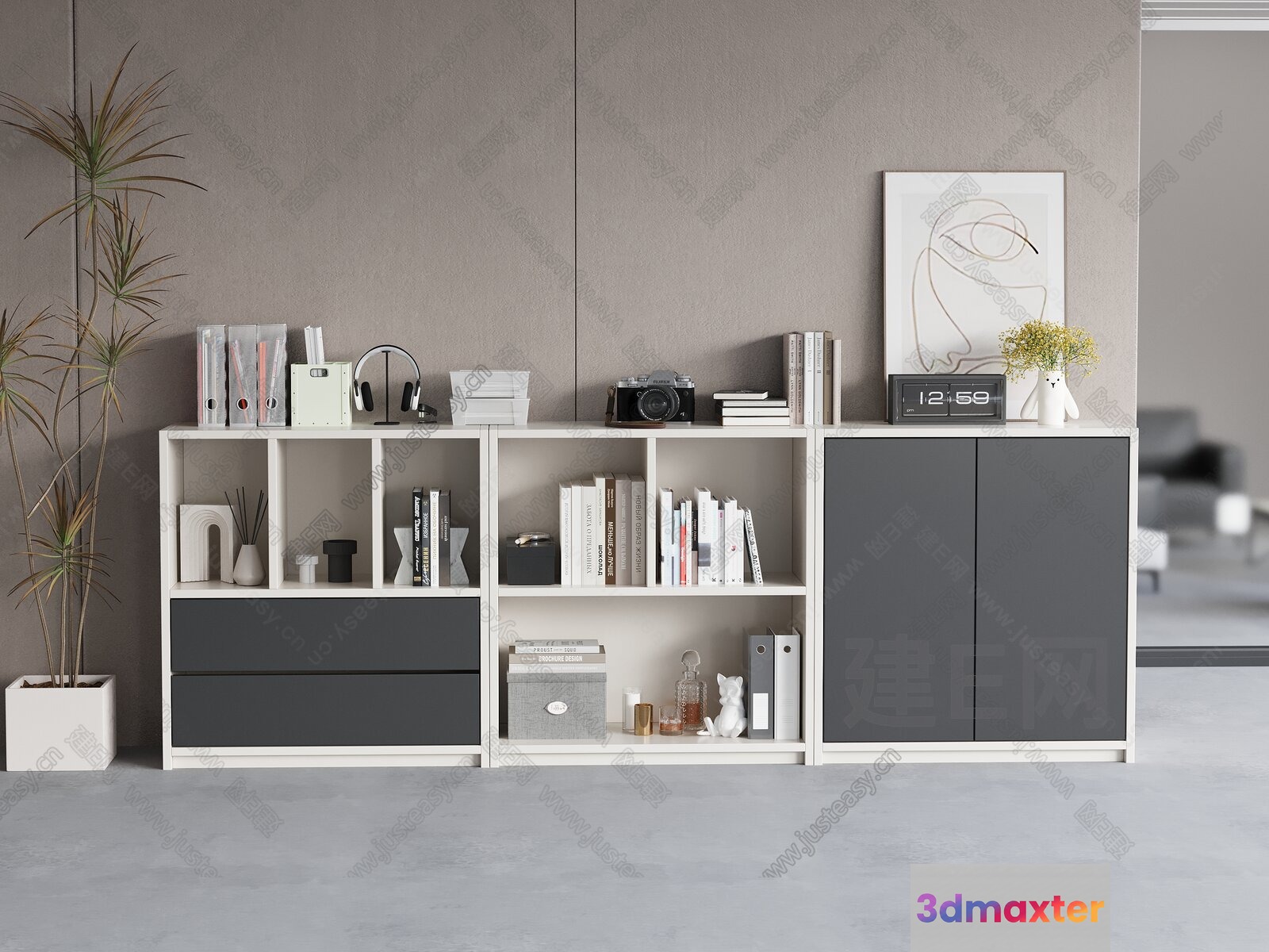 Modern Shelving Unit 3D Model - 20711 - VRAY Render