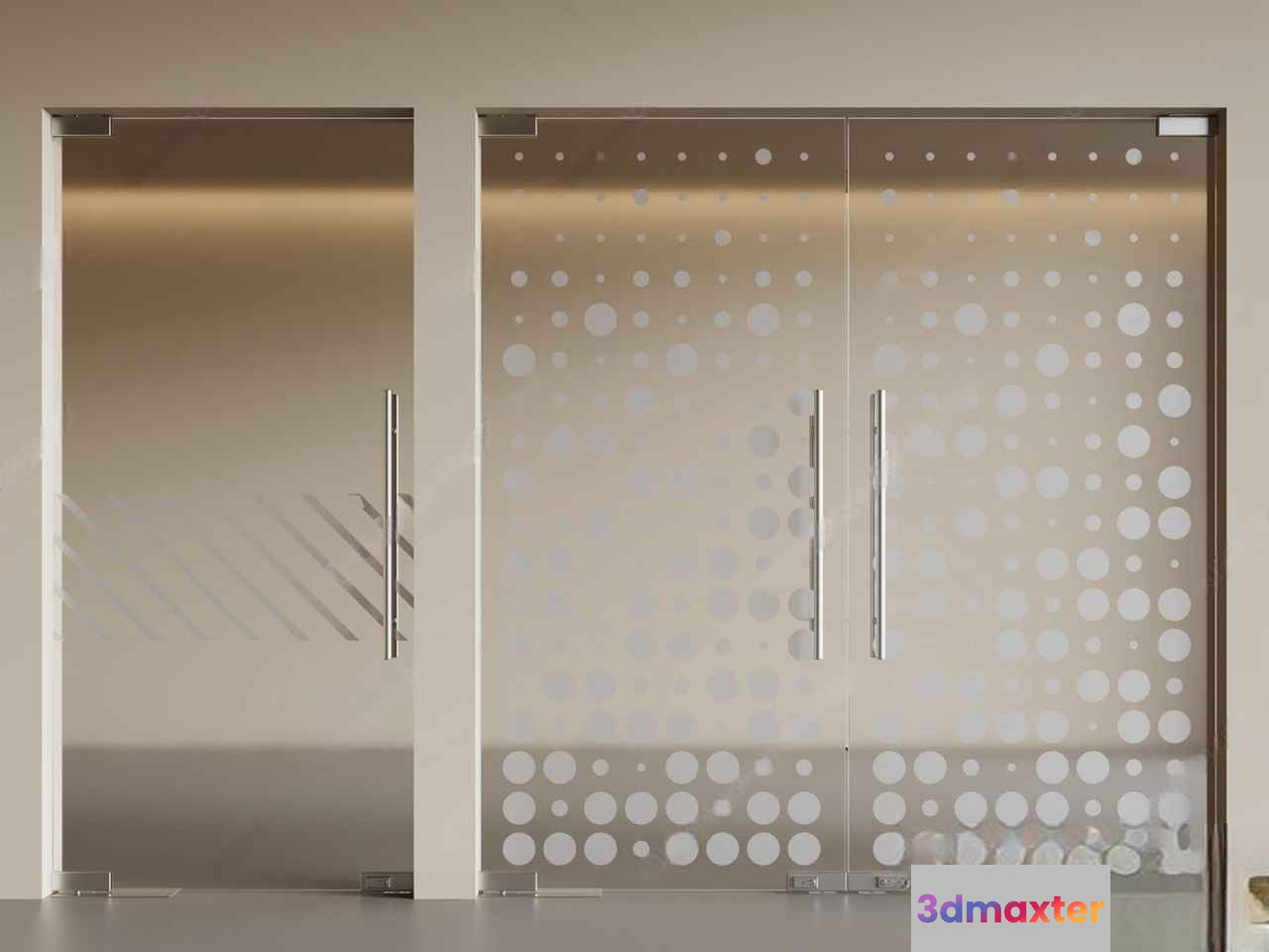 A Glass Door With A Circular Pattern 3D Model - 5483 - VRAY Render