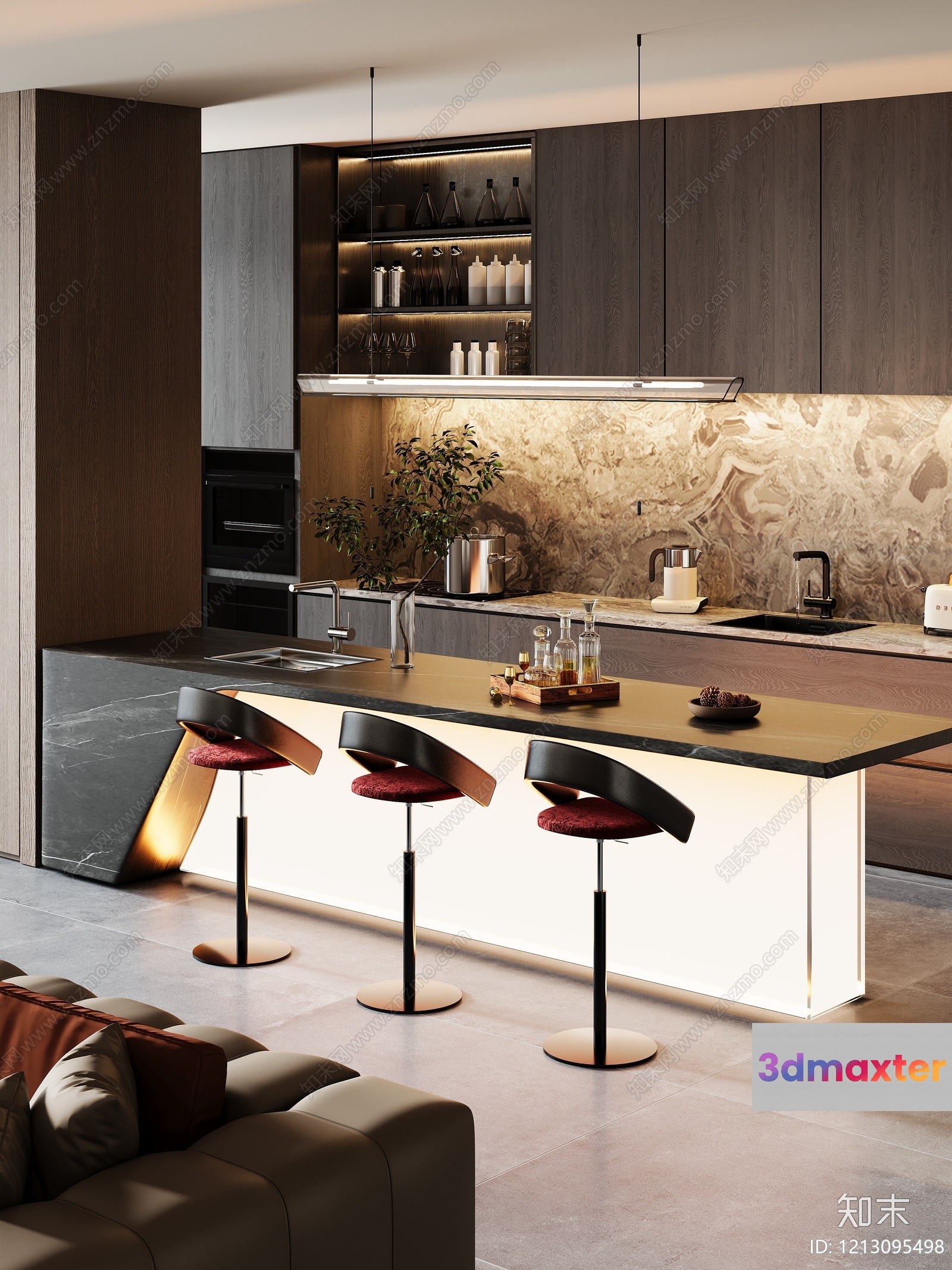 Modern Kitchen Island 3D Model - 21684 - VRAY Render