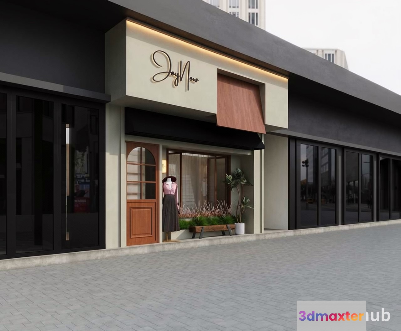 Modern Storefront 3D Model - 22275 - VRAY Render