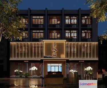 A Large Building At Night 3D Model - 1384 - VRAY Render