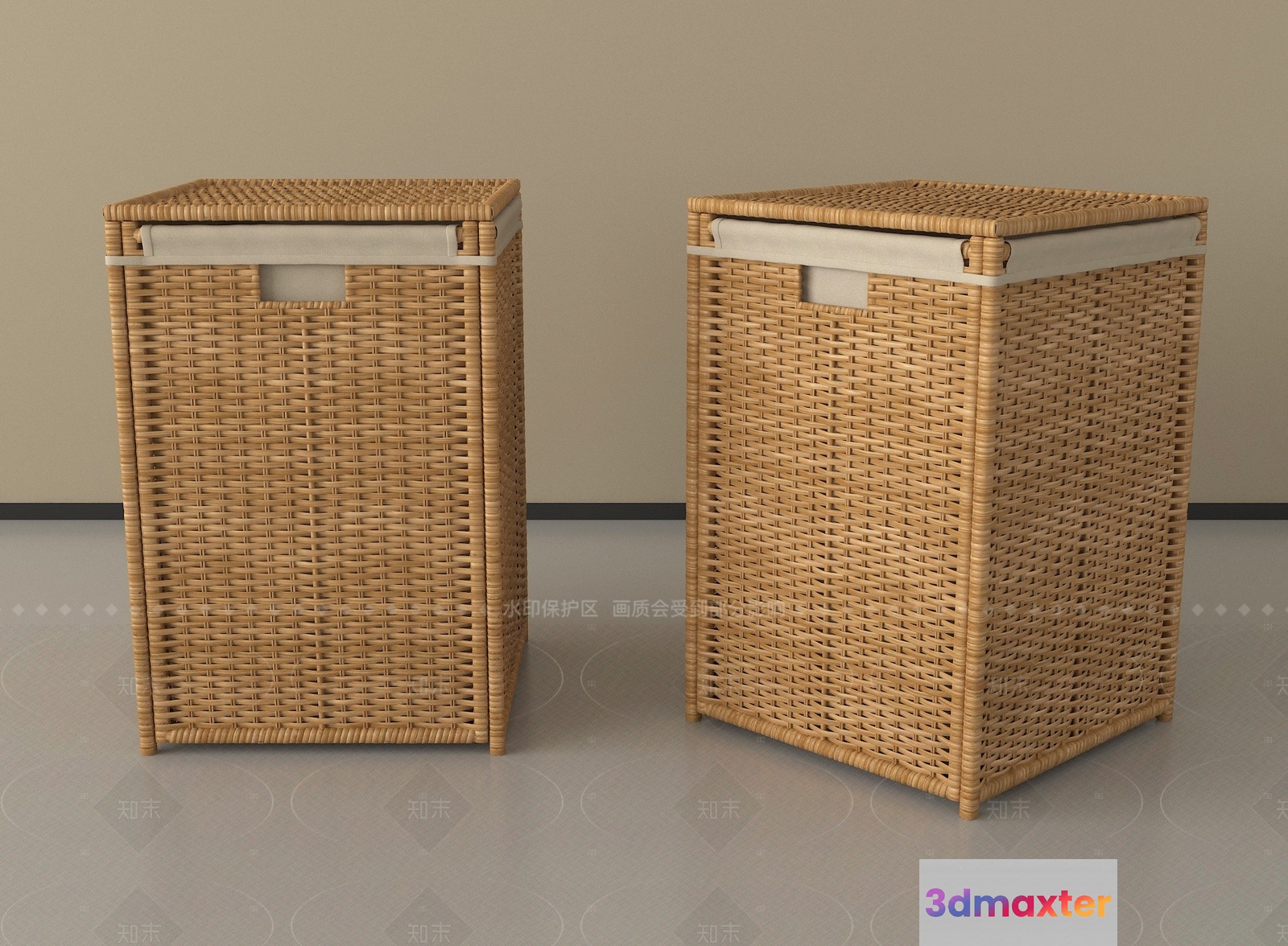 Rattan Laundry Baskets 3D Model - 3120 - VRAY Render