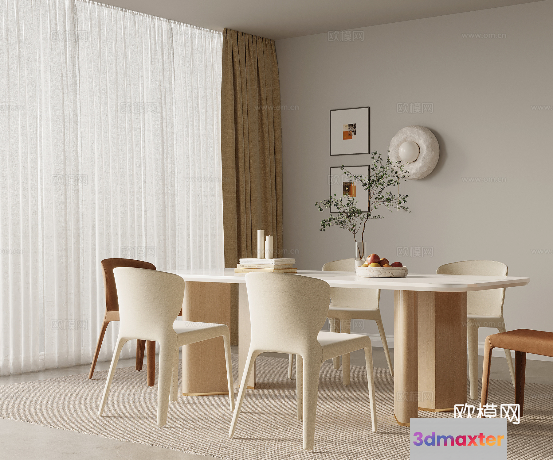 Modern Dining Room 3D Model - 19533 - VRAY Render
