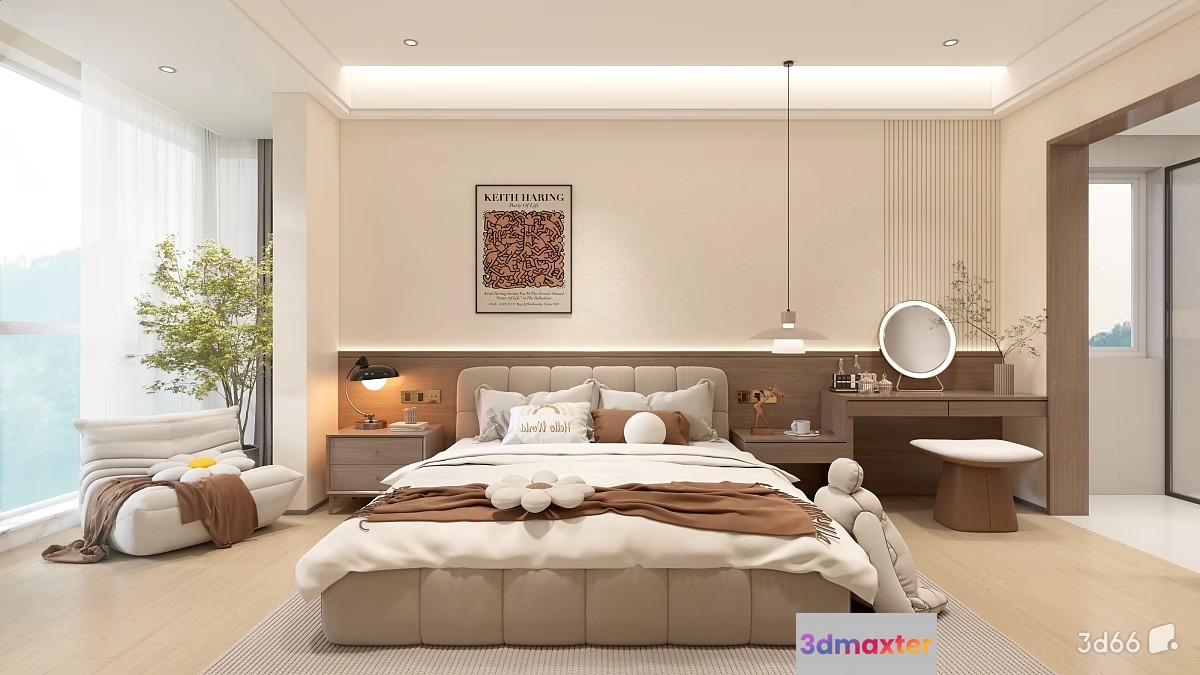 Cozy Bedroom 3D Model - 19452 - VRAY Render