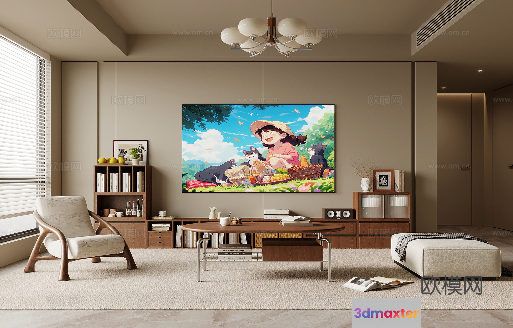 Modern Living Room 3D Model - 18124 - VRAY Render