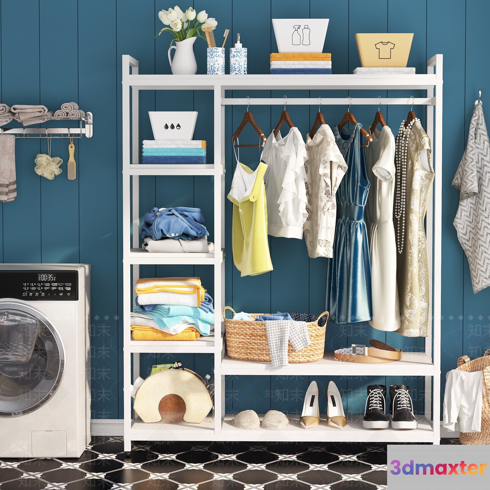 White Shelving Unit 3D Model - 5149 - VRAY Render