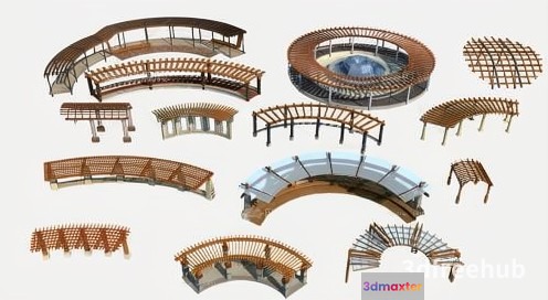 A Collection Of Wooden Bridges 3D Model - 18640 - VRAY Render