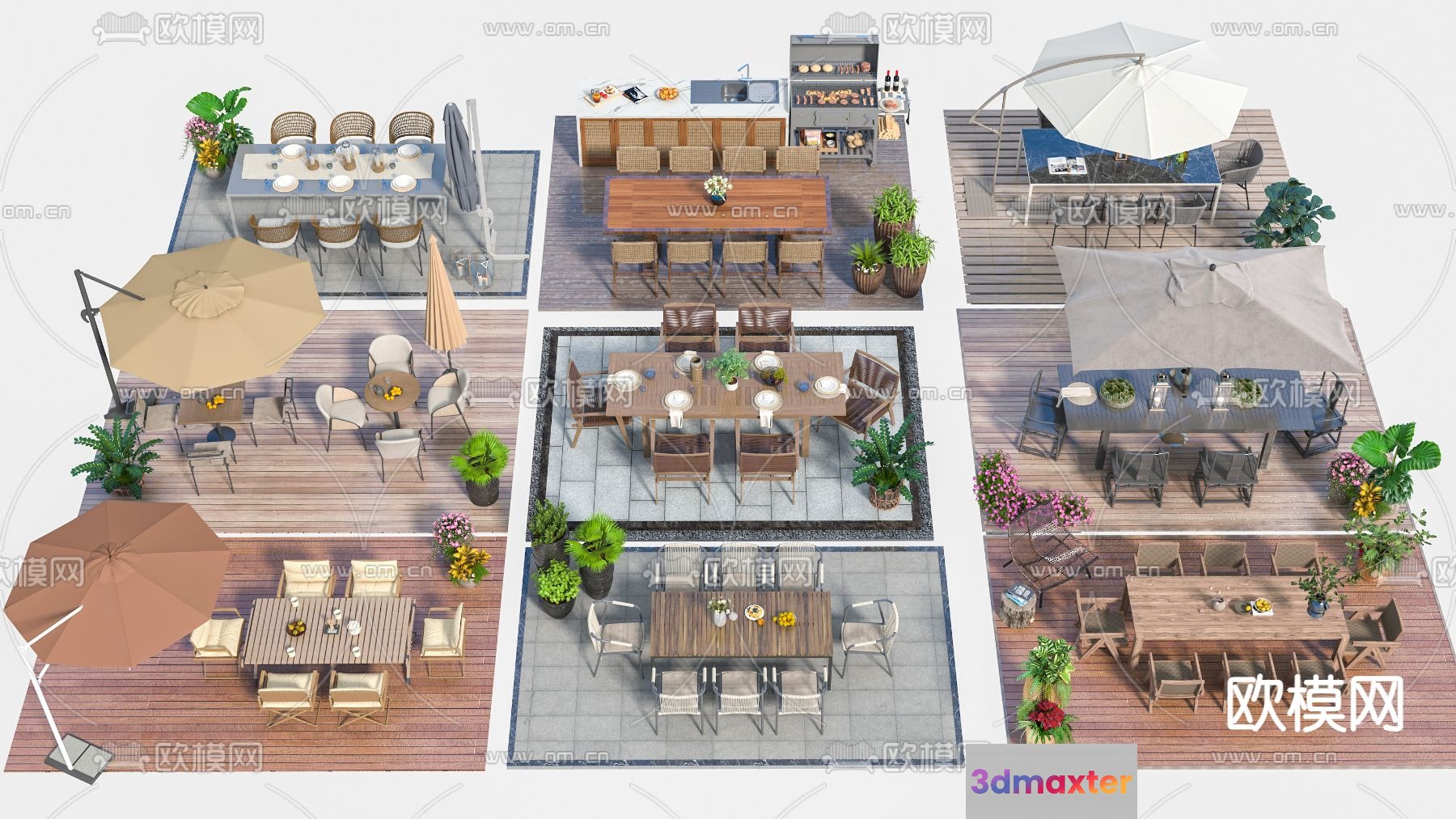 Outdoor Dining Area 3D Model - 15414 - VRAY Render