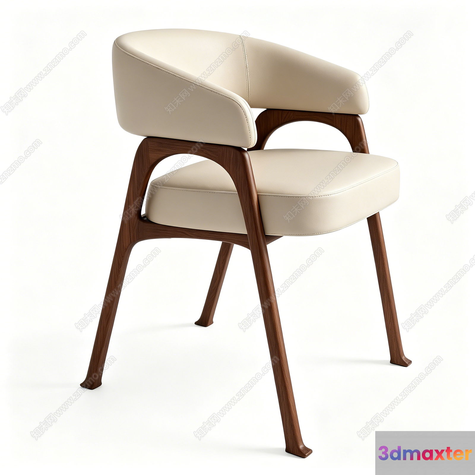 Wooden Chair With White Cushions 3D Model - 15083 - VRAY Render