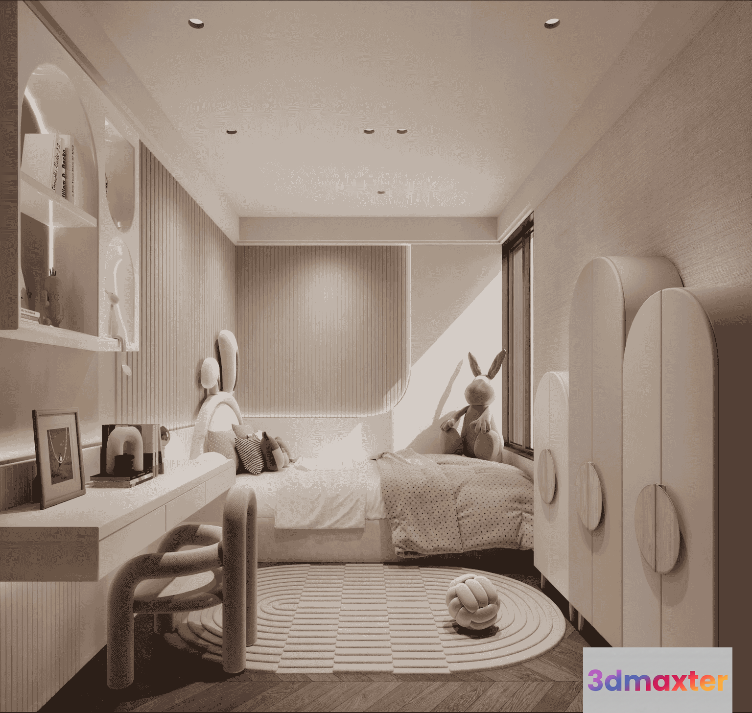 Modern White Bedroom 3D Model - 13404 - VRAY Render