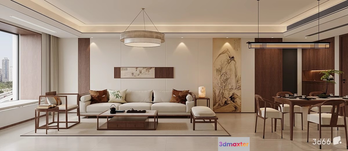 Modern Living Room 3D Model - 18606 - VRAY Render