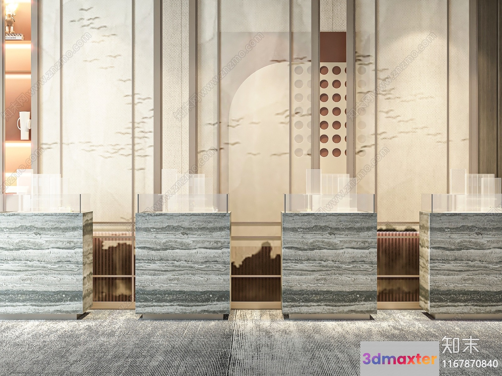 Modern Beige And Brown Decor 3D Model - 12742 - VRAY Render