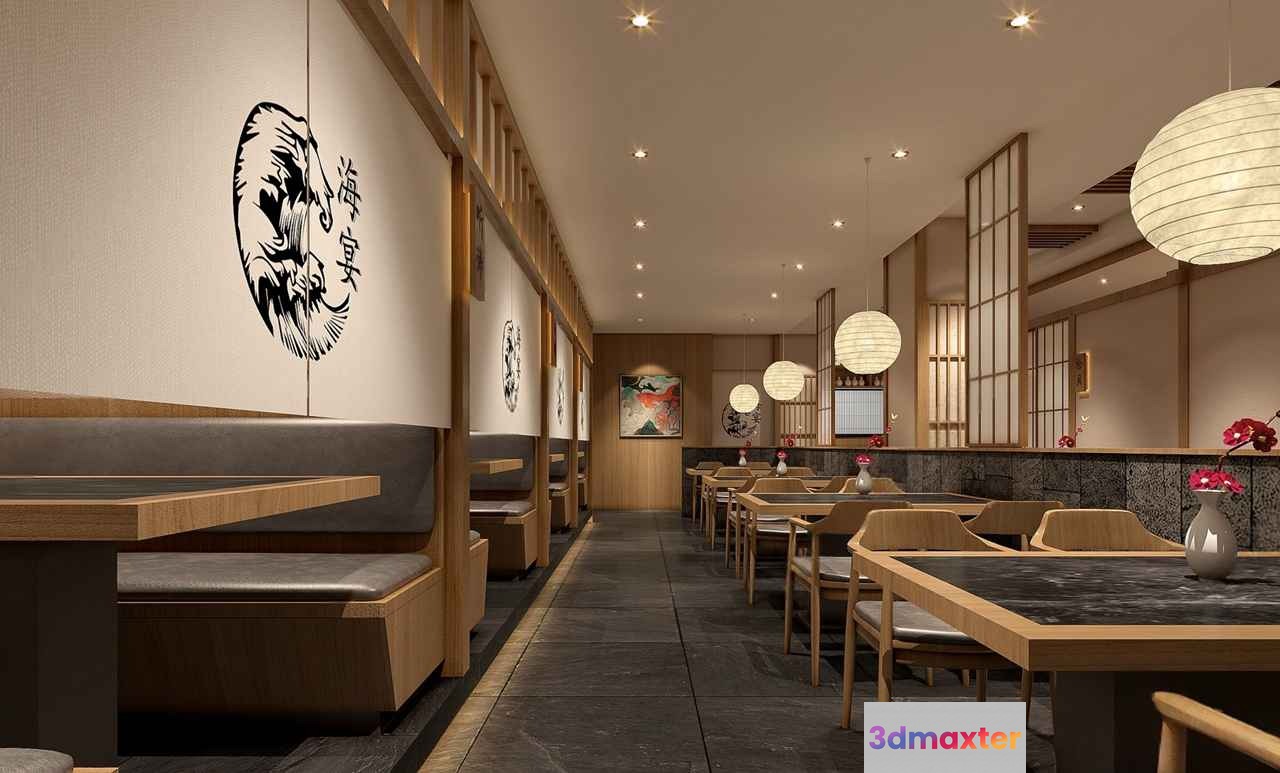 Modern Asian Restaurant 3D Model - 8036 - VRAY Render