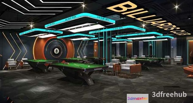 Modern Billiards Room 3D Model - 20201 - VRAY Render