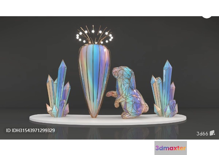 A Futuristic Iridescent Crystal Display 3D Model - 5744 - VRAY Render