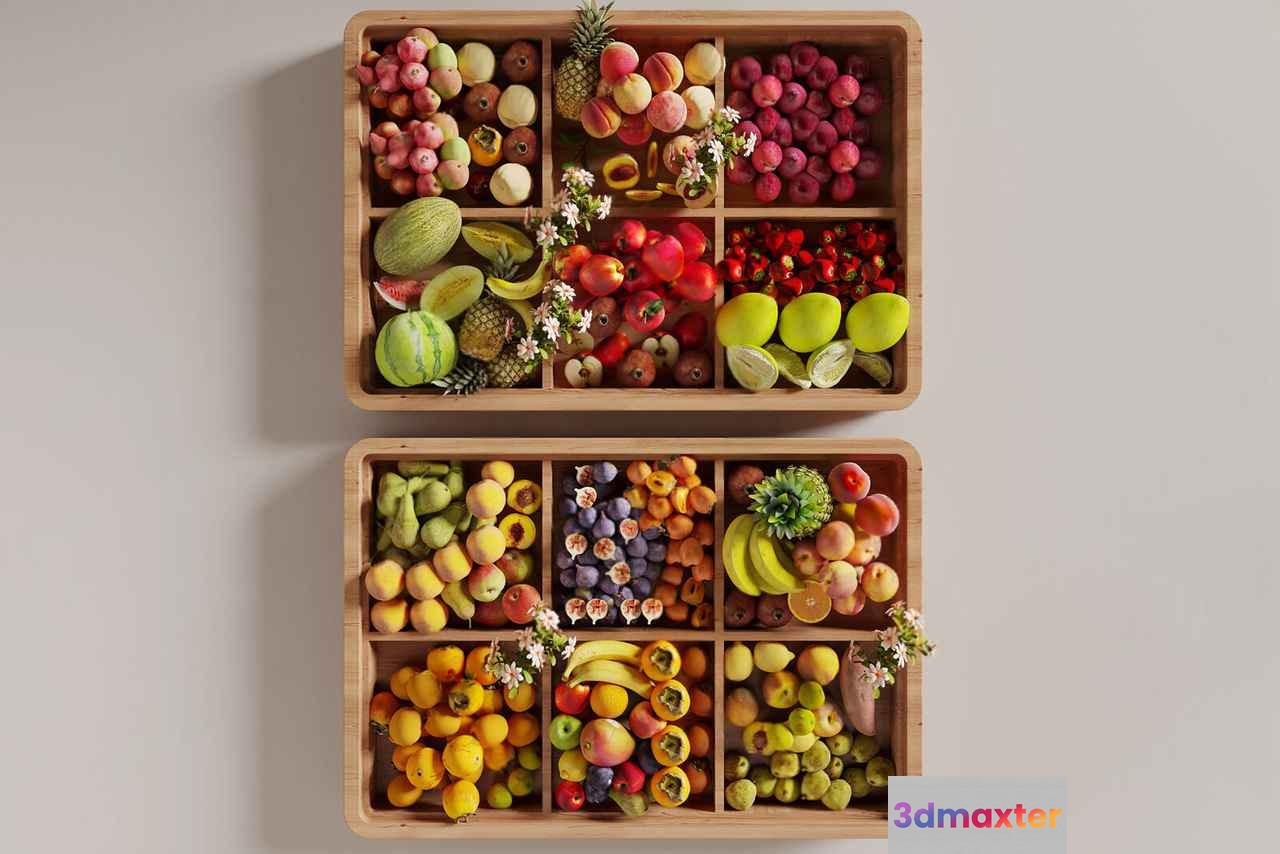 Wooden Fruit Boxes 3D Model - 13177 - CORONA Render