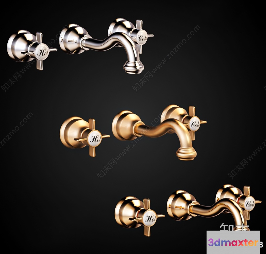 Gold Faucet 3D Model - 14451 - VRAY Render