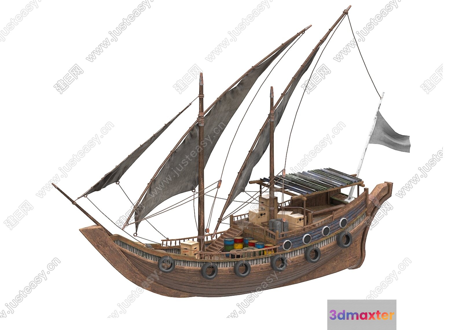 A Wooden Ship 3D Model - 5740 - VRAY Render