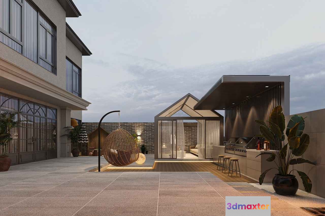 Outdoor Patio Space 3D Model - 10123 - VRAY Render