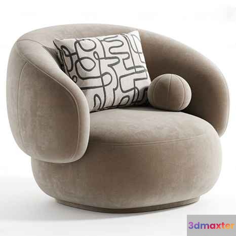 Beige Velvet Armchair 3D Model - 1137 - CORONA Render