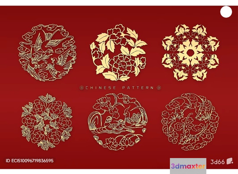 A Chinese Pattern 3D Model - 2095 - VRAY Render