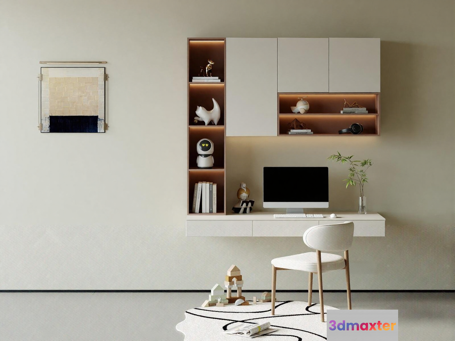 Minimalist Office Space 3D Model - 9865 - VRAY Render