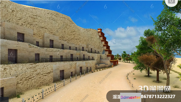 Ancient Stone Building 3D Model - 8944 - VRAY Render