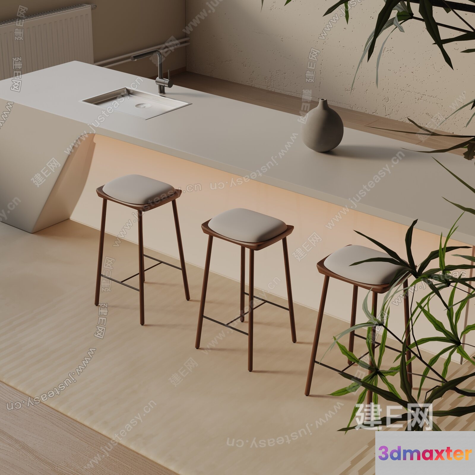 Modern Kitchen Island 3D Model - 21715 - VRAY Render