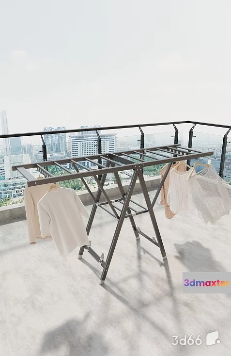 A Clothes Drying Rack 3D Model - 18833 - VRAY Render
