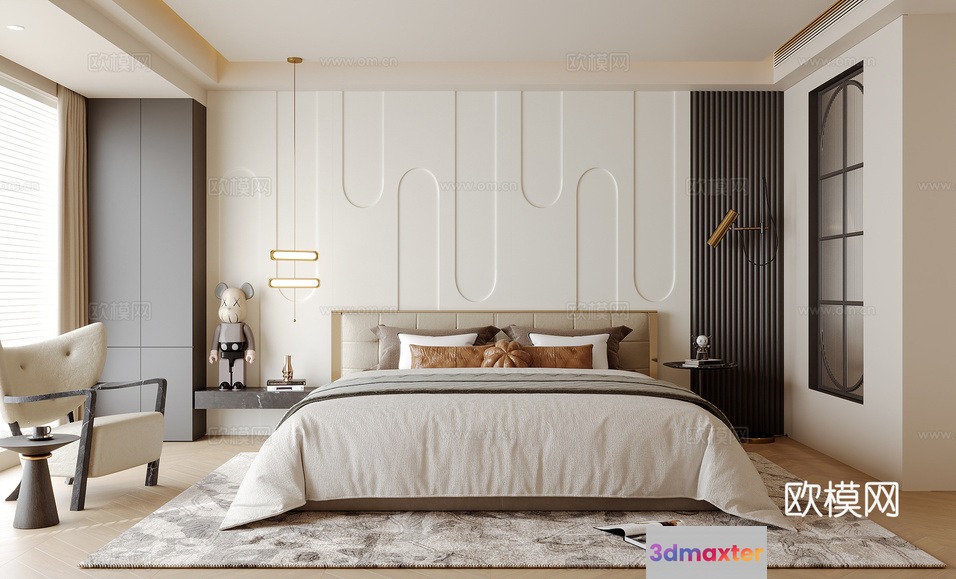 Modern Bedroom Design 3D Model - 9949 - CORONA Render
