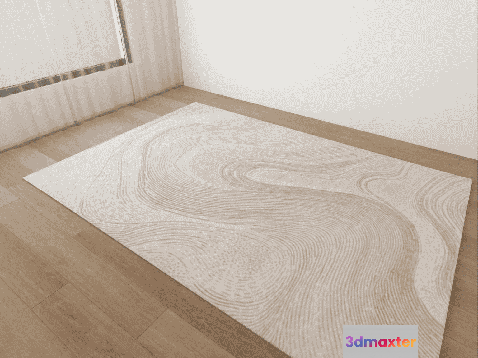 A Large White Rug With A Wavy Pattern 3D Model - 12350 - VRAY Render