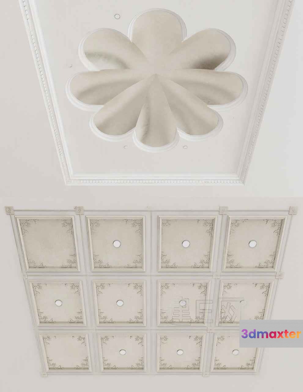 The Main Subject Is A White Ceiling With A Flower-Shaped Design 3D Model - 17072 - VRAY Render