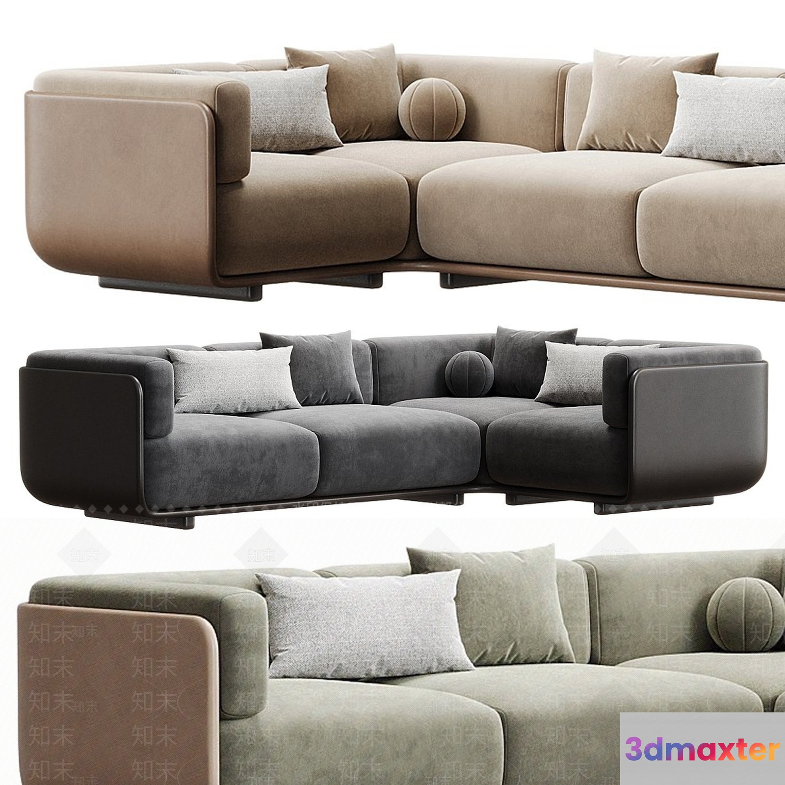 Modern Sectional Sofa 3D Model - 7858 - VRAY Render
