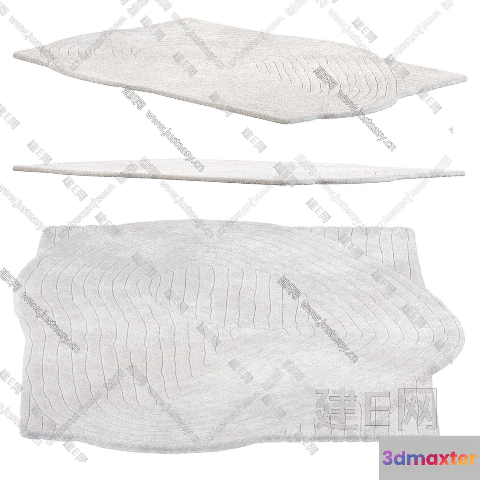 A Gray Rug With A Wavy Pattern 3D Model - 10818 - VRAY Render