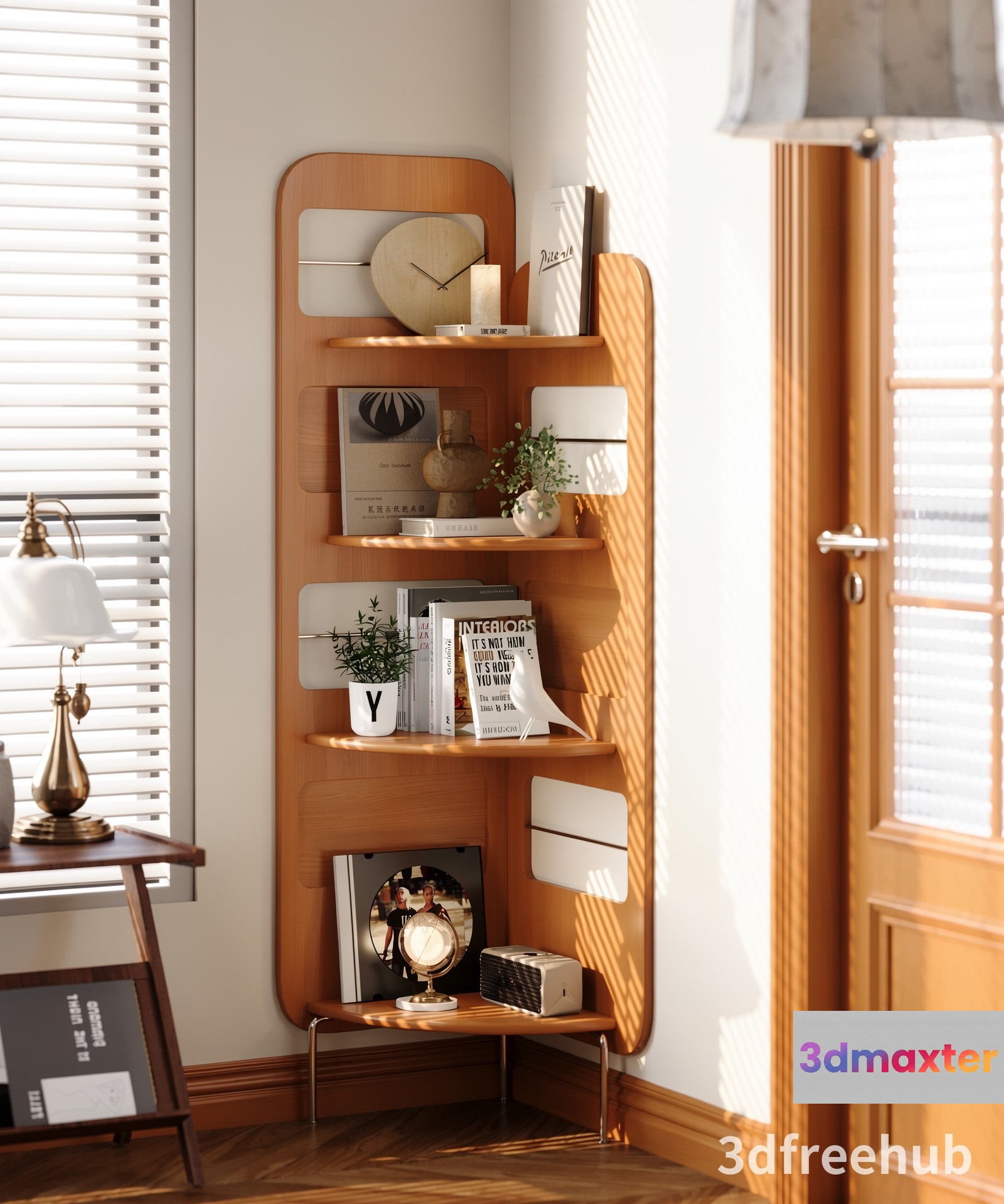 Modern Wooden Shelf 3D Model - 23477 - VRAY Render