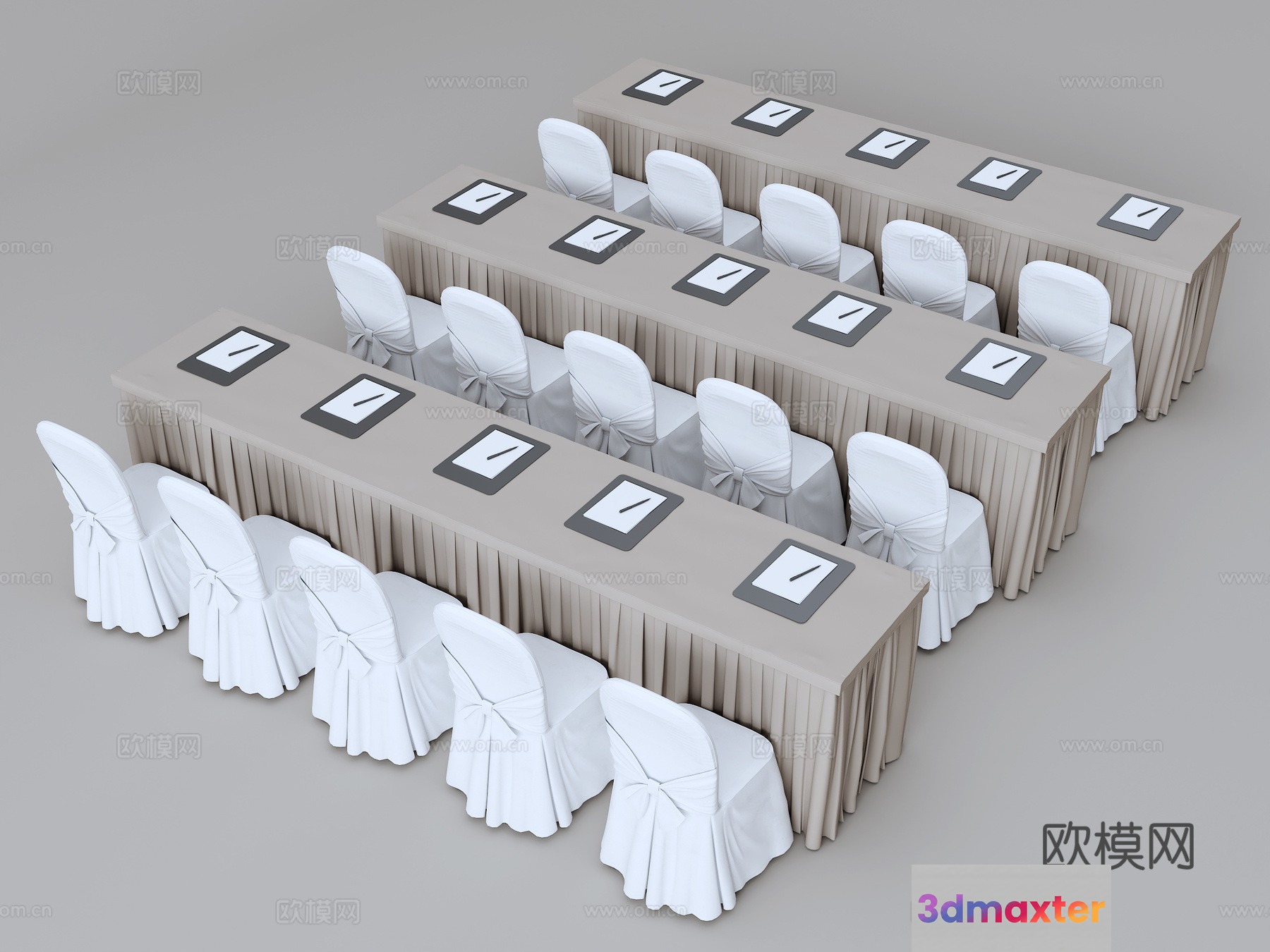 Rectangular Tables With Chairs 3D Model - 10778 - VRAY Render