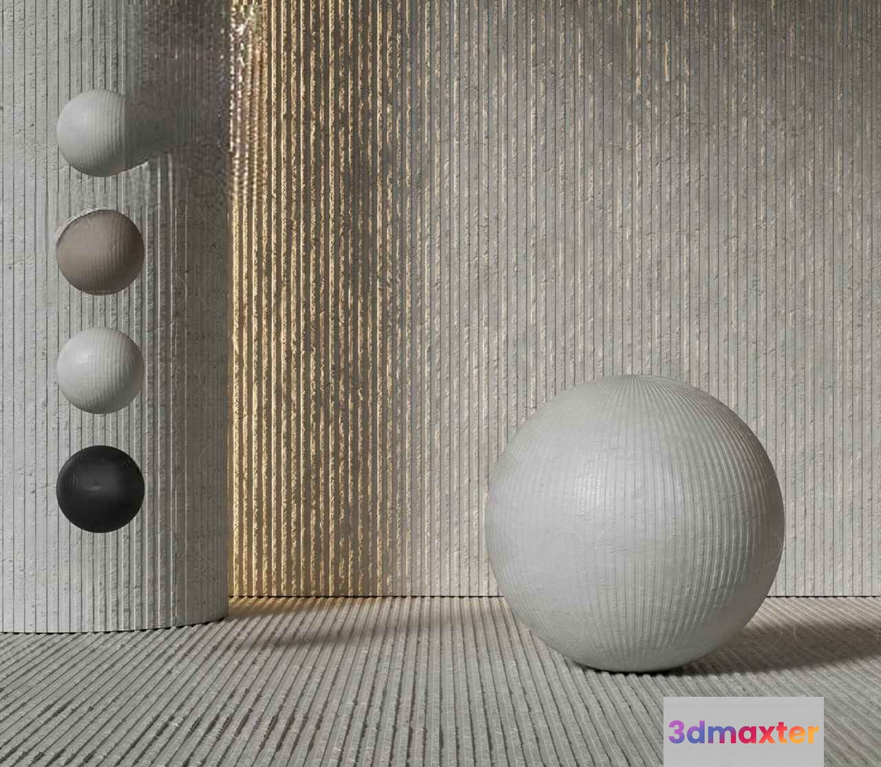 Gray Textured Spheres 3D Model - 3706 - VRAY Render
