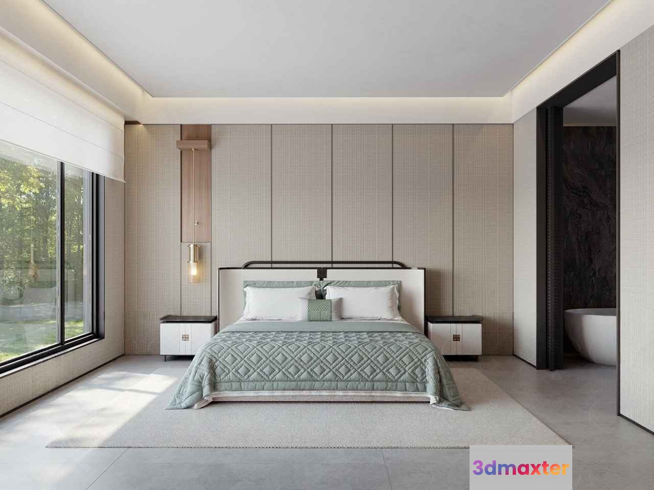 Modern Minimalist Bedroom 3D Model - 17185 - VRAY Render