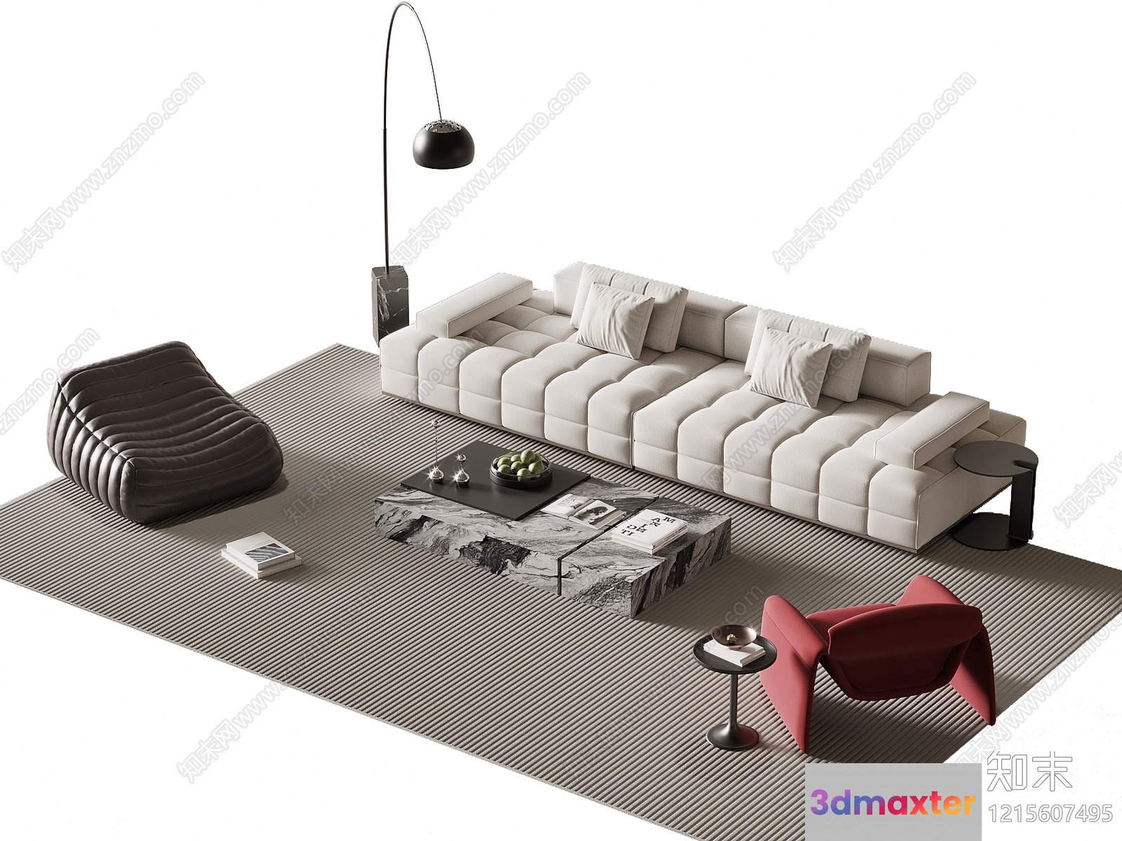 Modern Living Room 3D Model - 9913 - VRAY Render