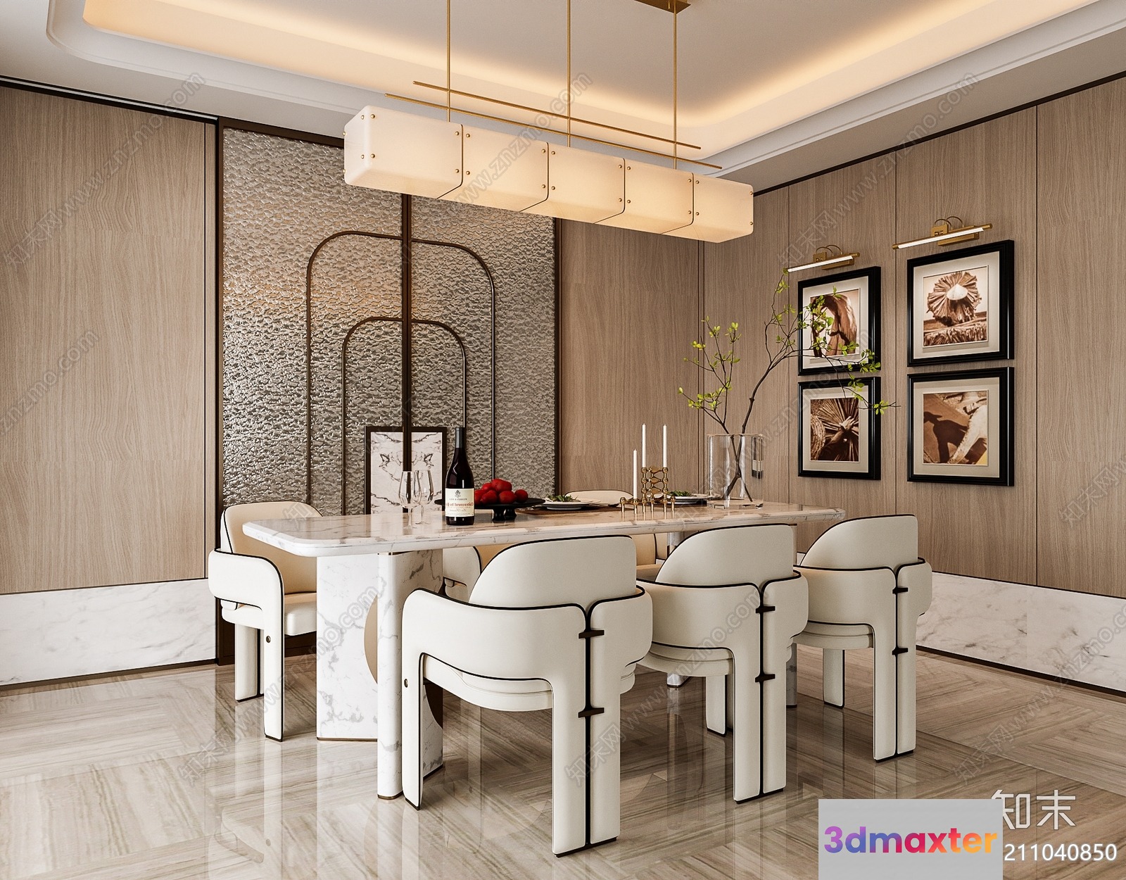 Modern Dining Room 3D Model - 22499 - VRAY Render