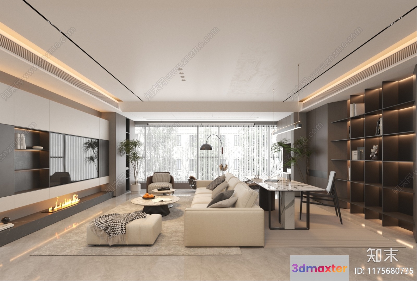 Modern Living Room 3D Model - 12384 - VRAY Render