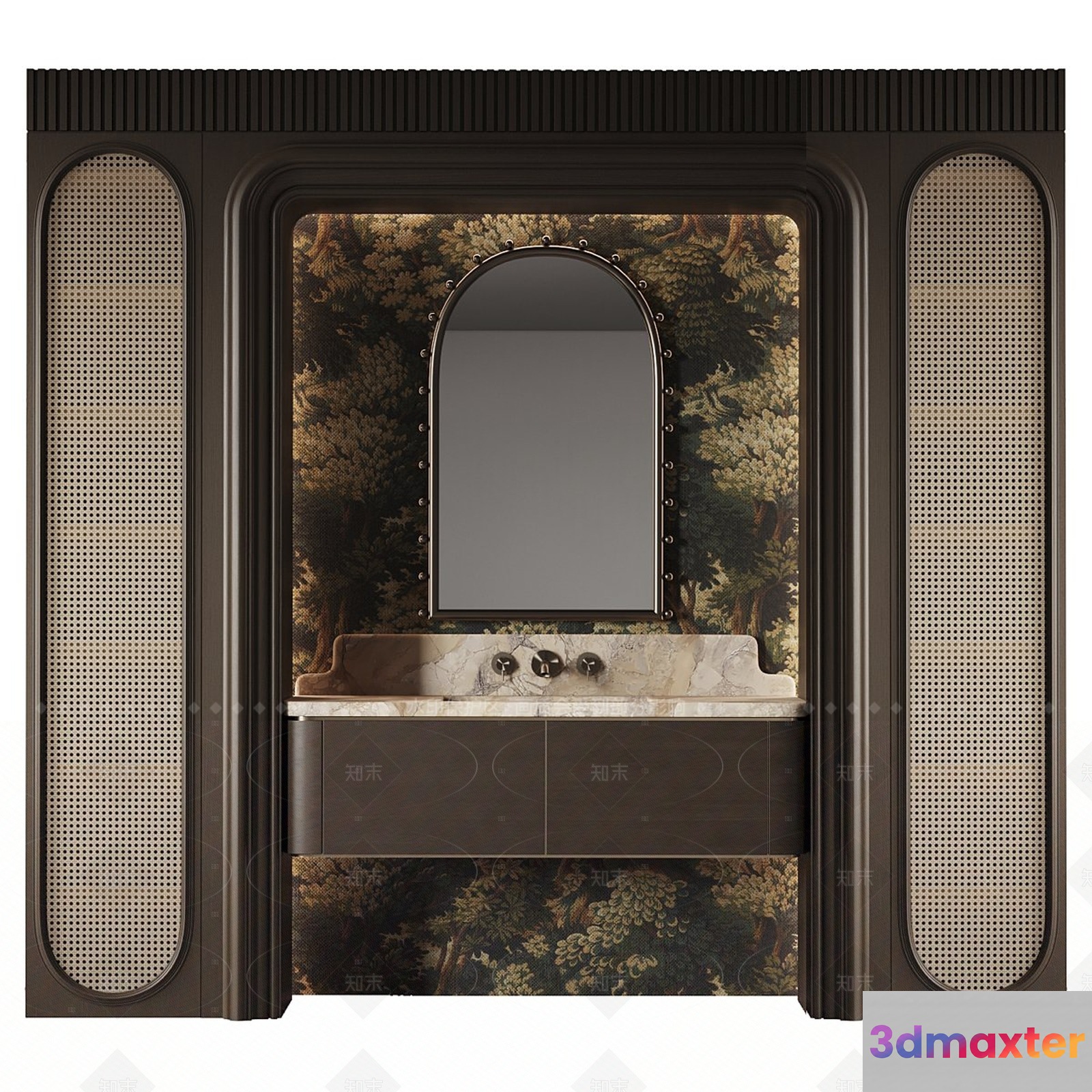 A Vanity Mirror With A Marble Countertop 3D Model - 18182 - VRAY Render
