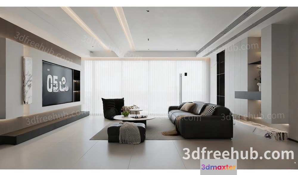 Modern Living Room 3D Model - 20183 - VRAY Render
